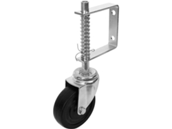Rueda con rueda de 100 mm y carga de 57 kg, con resorte de retorno automático