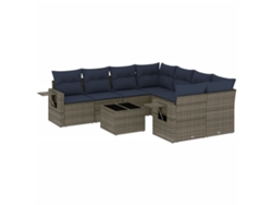 Maison Exclusive - Conjunto De Sofá De Jardín De 9 Piezas Con Cojines, Poliratán Gris