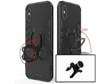 Kit Soporte Magnético de Coche Reforzado y Funda 3X1 Military Defender Xiaomi Redmi 9A Sport PHONECARE Negro