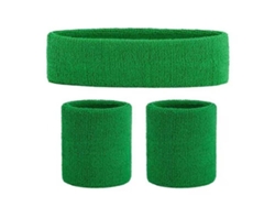 Conjunto de 3 piezas Yuysan en tela de algodón, diadema y muñequeras deportivas, color blanco.