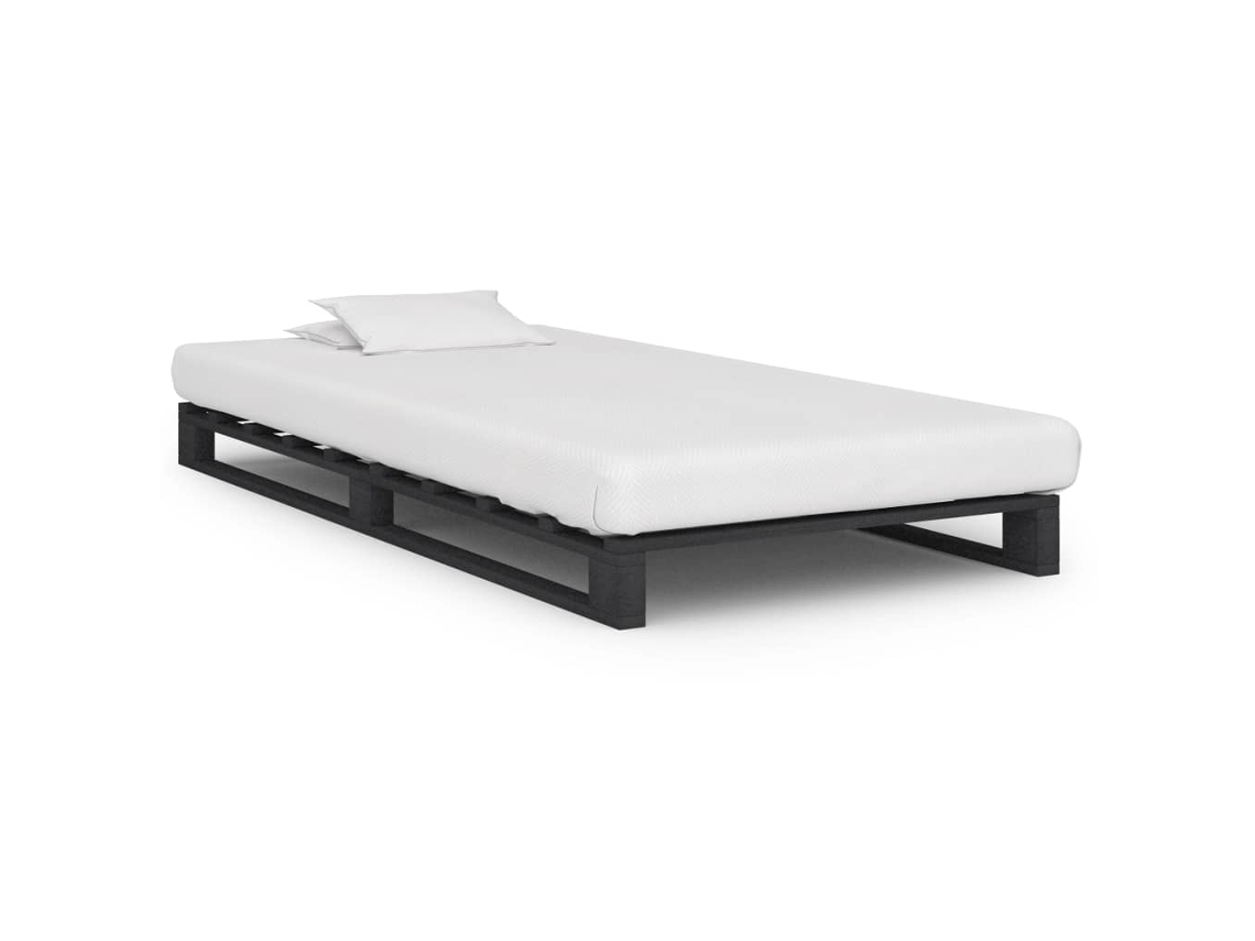 Estructura De Cama De Palets Madera Maciza Pino Gris 90x200cm