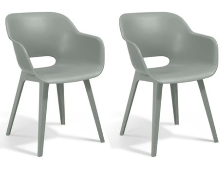 Conjunto 2 Silla de exterior KETER Verde Plástico (56x57x80 cm)