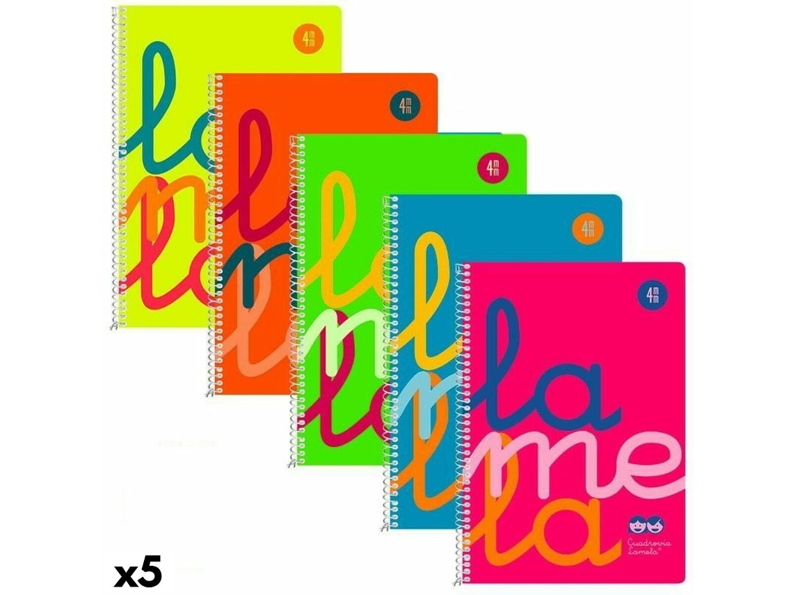 Cuaderno LAMELA Fluorescente Cuarto 80 Hojas (5 Unidades)