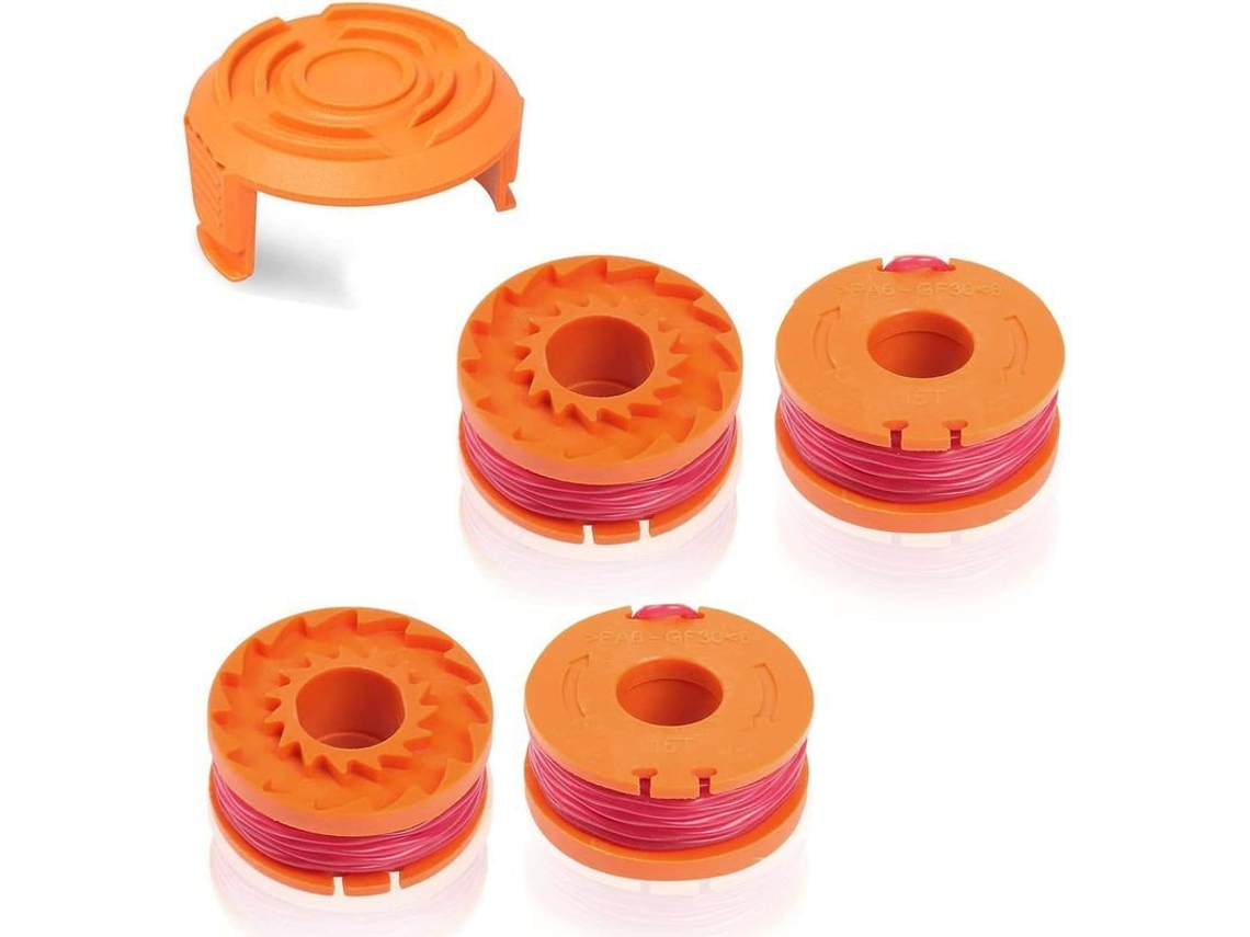 Carrete De Hilo Para Cortadora Worx 20v 1,65 Mm/3 M Compatible Con Wg150 Wg151.5 Wg160 (4 Carretes + 1 Tapa)