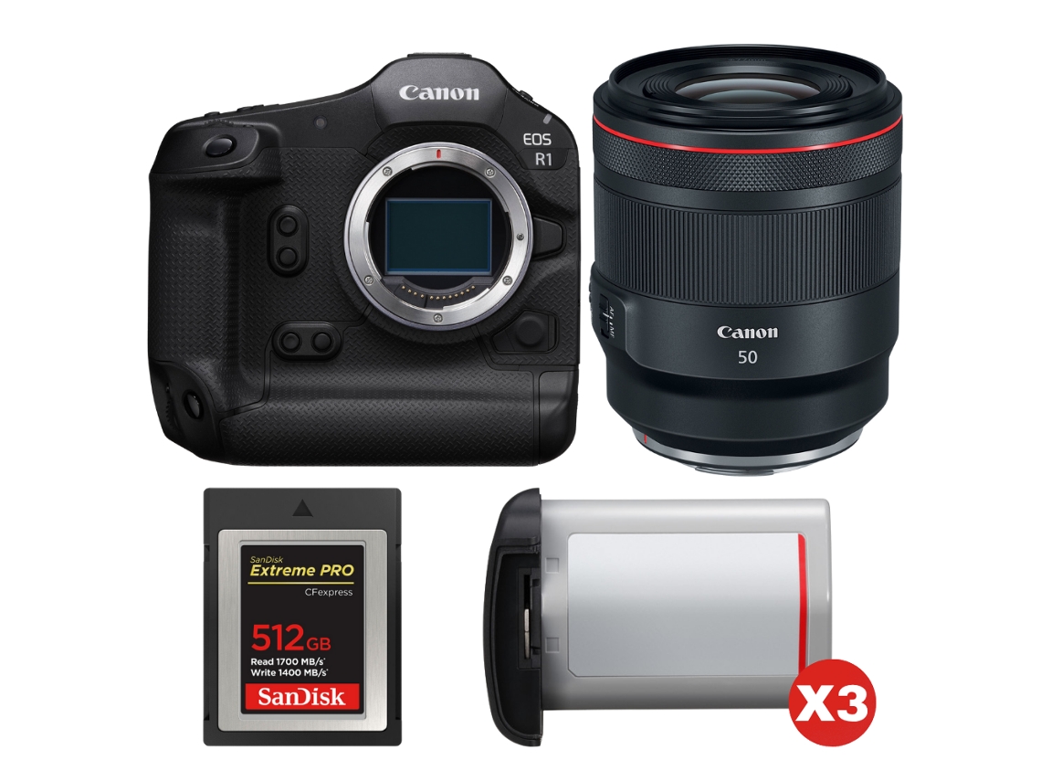 Canon Eos R1 + Rf 50mm F/1.2 L Usm + 1 Sandisk 512gb Extreme Pro Cfexpress Type B + 3 Canon Lp-e19 + Ebook “20 Consejos Para Fotos Que Impactan”