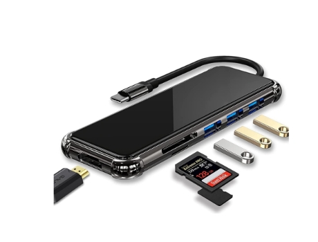 Hub USB C Adaptador Dongle USB C 6 en 1 con Hdmi 4K Usb 3.0 Lector de Tarjetas Sd/Tf Compatible con Macbook Pro/Air Ipad Pro Ipad Mini 6 BISBISOUS
