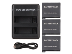 Cargador De Baterías Para Cámara Con Doble Puerto Usb Y 3 Baterías Recargables De 1600 Mah Y 3,8 V.