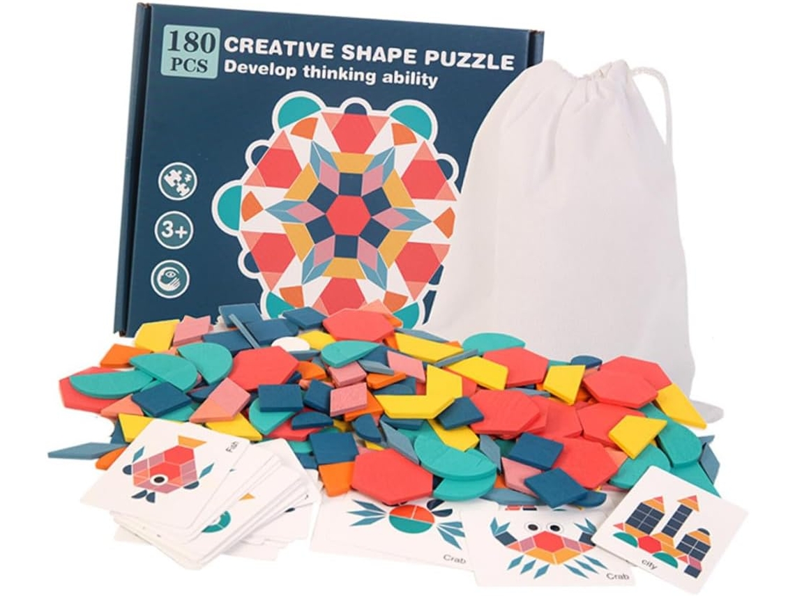 Rompecabezas de madera educativo Montessori para niños y niñas - Formas geométricas creativas para el aprendizaje - CHABERLU