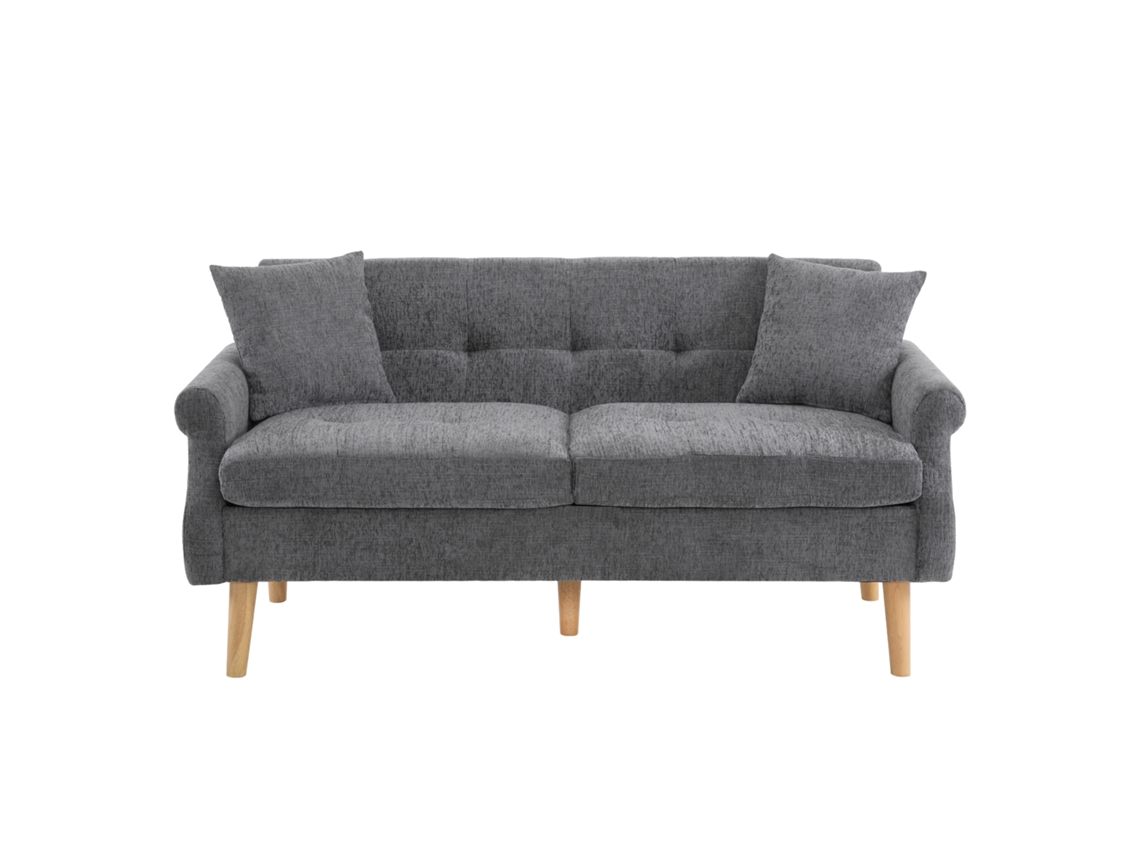 Sofá de 2 plazas tapizado en chenilla 162x74x77 cm gris Mobrio