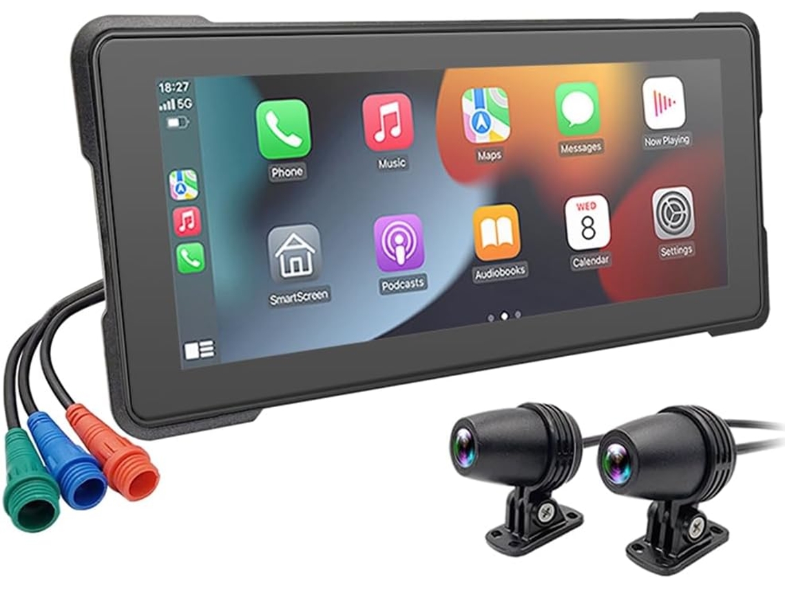 Dvr Portátil Para Motocicleta De 6,86 Pulgadas Sin Carplay Ni Android Auto, Con Pantalla Táctil.