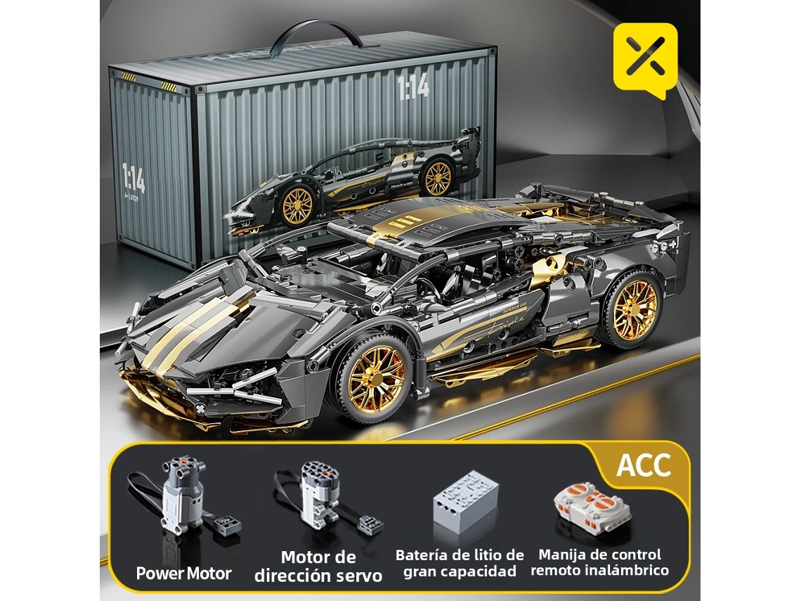 Bloques De Construcción De Coches Deportivos De 1280 Piezas (alimentados Por Batería), Escala 1:14, Juego De Juguetes Moc (combinación De Objetos Modulares)