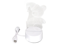 Lámpara de noche LED 3D con oso de acrílico y base USB.