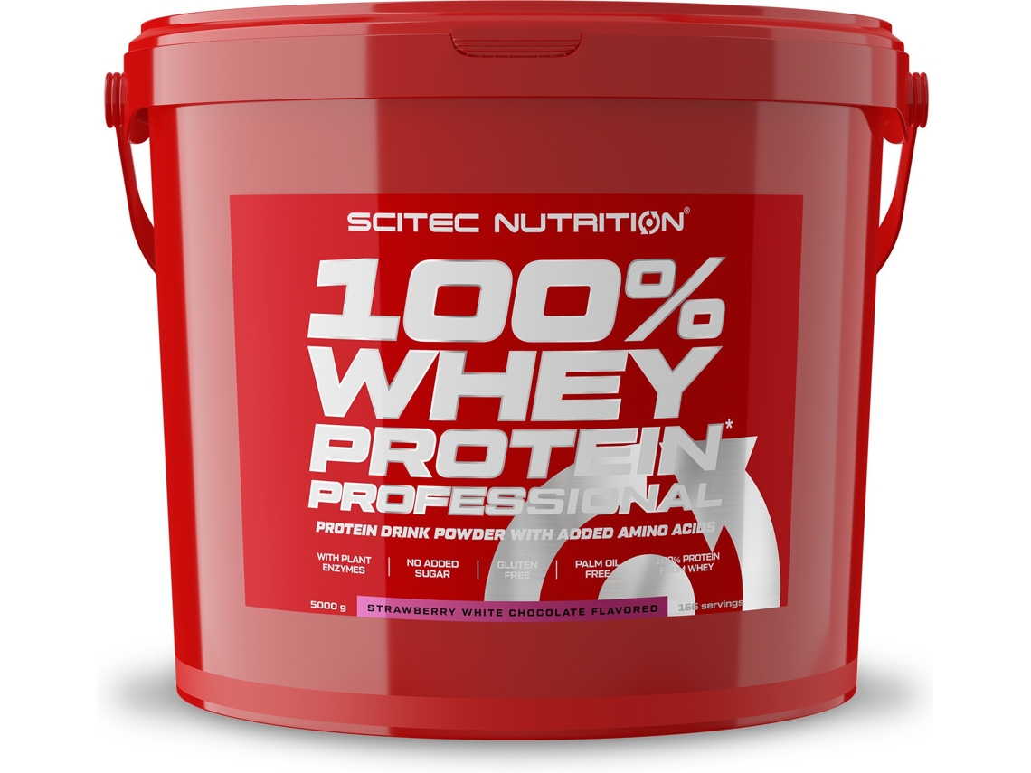 Proteína SCITEC NUTRITION 100% Professional Fórmula Mejorada Ni Azúcares (5 Kg - Fresa-Chocolate Blanco)
