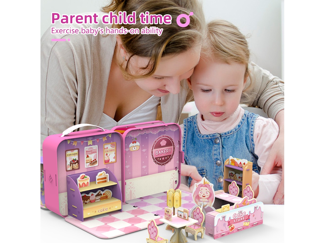 Dan26-libro De Rompecabezas 3d Diy Para Niños Tienda De Postres Pop-up Juguete Educativo Cognitivo Regalo Preescolar Navidad Para Niñas +3 Años