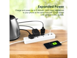 Power Strip (3 Tomas De Ca 3 Puertos Usb) Producto Tomtop Ows-u331 Power Strip