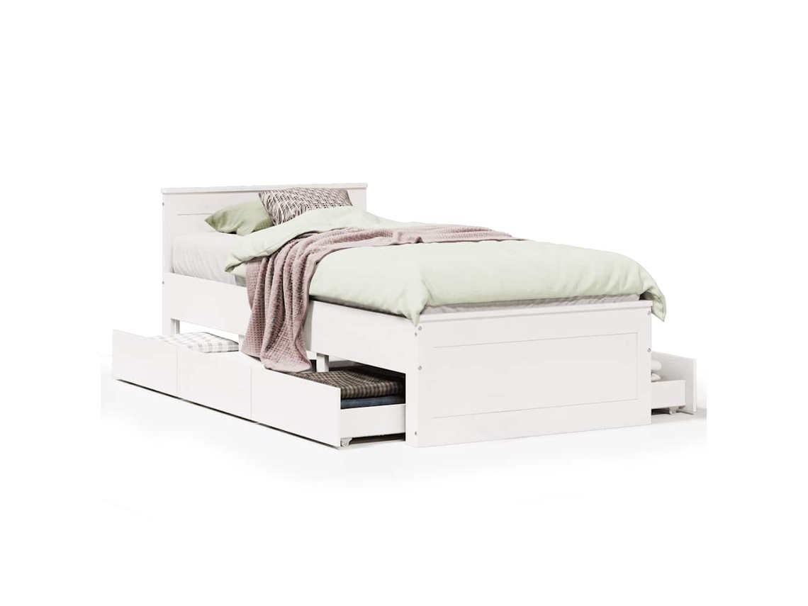 Maison Exclusive - Cama Sin Colchón Y Cabecero Madera Maciza Pino Blanca 90x190 Cm