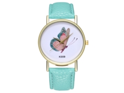 Reloj De Pulsera Para Mujer Con Mariposas De Cuero Analógico De Cuarzo Zhoulianfa (mint)