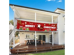 Banner de Natal Grande Vermelho 3x0.5m Ornamentos de Parede Festivos Reutilizáveis
