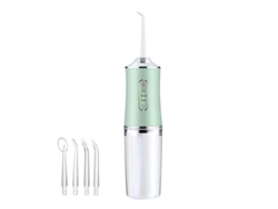 Irrigador bucal eléctrico portátil, hilo dental para limpieza bucal y dental, limpiador de dientes verde, 4 boquillas Yizhood