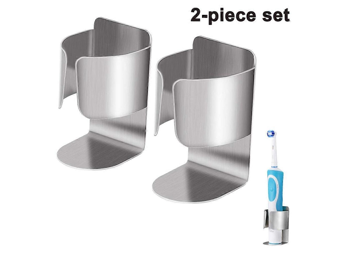 2 Portavasos De Escova De Dentes Elétrico Autoadhesivo De Aço Inoxidável Para Banheiro