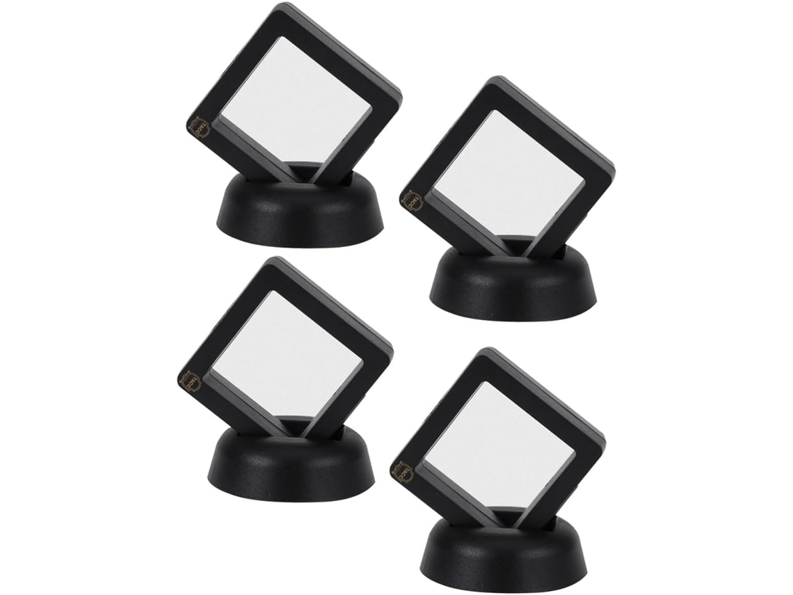 Expositor Monedas 4 Piezas Práctico Soporte Medallas Insignias Rígido Transparente Negro Colecciones Hogar