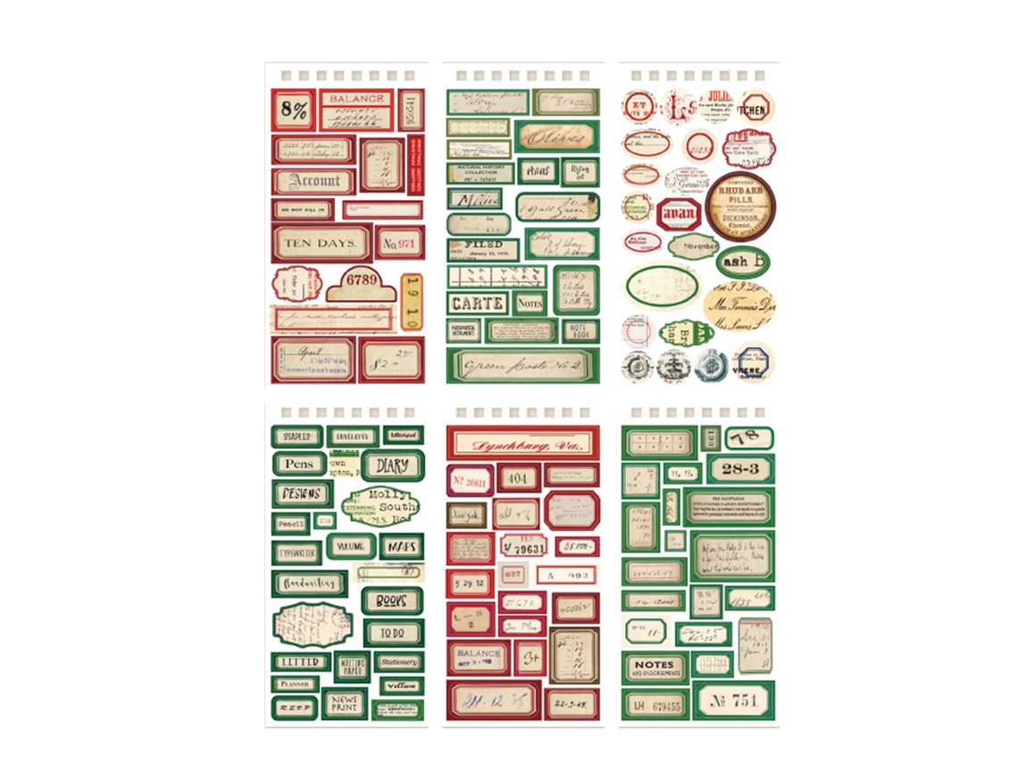 12 Hojas De Pegatinas Para Planificador, Estilo Retro, Decorativas, Para Diario, Calendario, Álbum De Recortes, Estilo 3