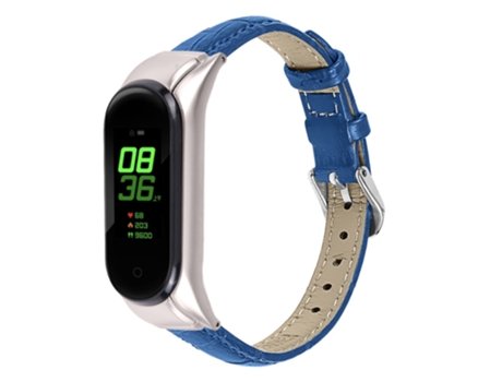 Correa de piel auténtica diseño de hebilla ajustable para Xiaomi Mi Band 7 - azul