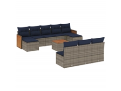 Maison Exclusive - Conjunto De Sofá De Jardín De 11 Piezas Con Cojines, Poliratán Gris
