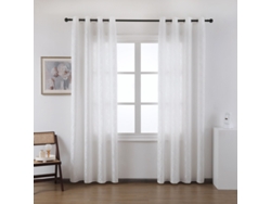 Cortina de tela con cuerpo y estampado tridimensional de margaritas silvestres Blanco 140 x 260 cm - Individual