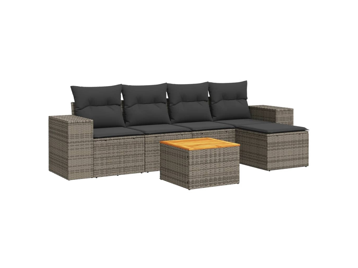 Maison Exclusive - Set De Muebles De Jardín 6 Pzas Y Cojines Ratán Sintético Gris