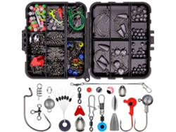 Kit de señuelos de pesca de 257 piezas, duradero, con caja negra.