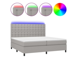 Maison Exclusive - Cama Box Spring Con Colchón Tela Y Led Gris Claro 200x200 Cm
