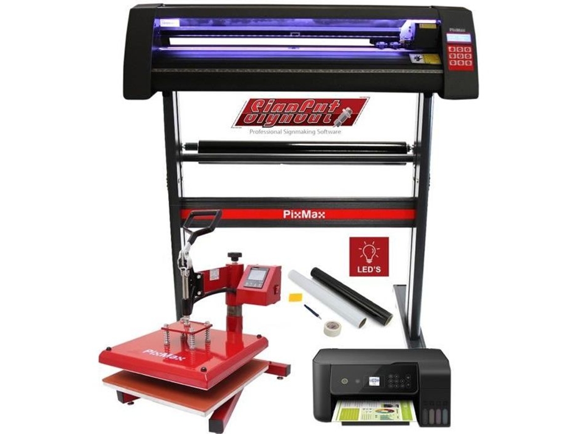 Prensa de calor rotativa de 38cm, cortador de vinilo Led, Plotter, impresora, cortador, Kit de demostración de transferencia de impresión PO