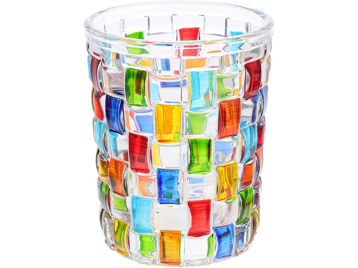 Vasos De Zumo Coloridos Pintados En Cristal Transparente De 300 Ml. Diseño Original.