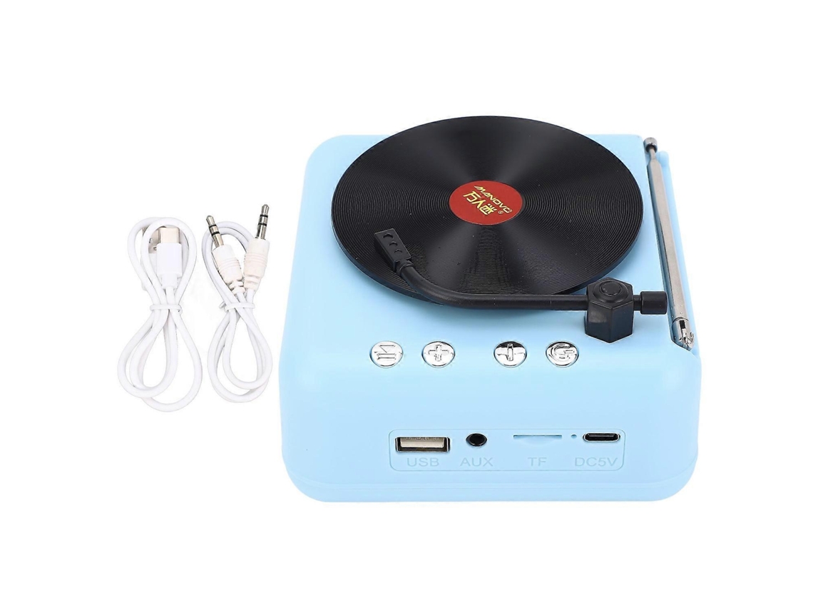 Altavoz Bluetooth estilo tocadiscos retro, sonido HiFi, calidad de sonido, BT5.0, altavoz inalámbrico, color azul Chennnls
