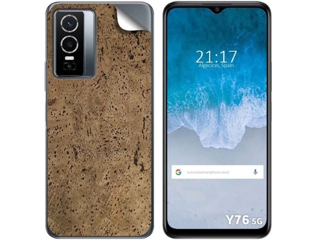 Carcasa para Vivo Y76 5G TUMUNDOSMARTPHONE Vinilo Textura Corcho Multicolor