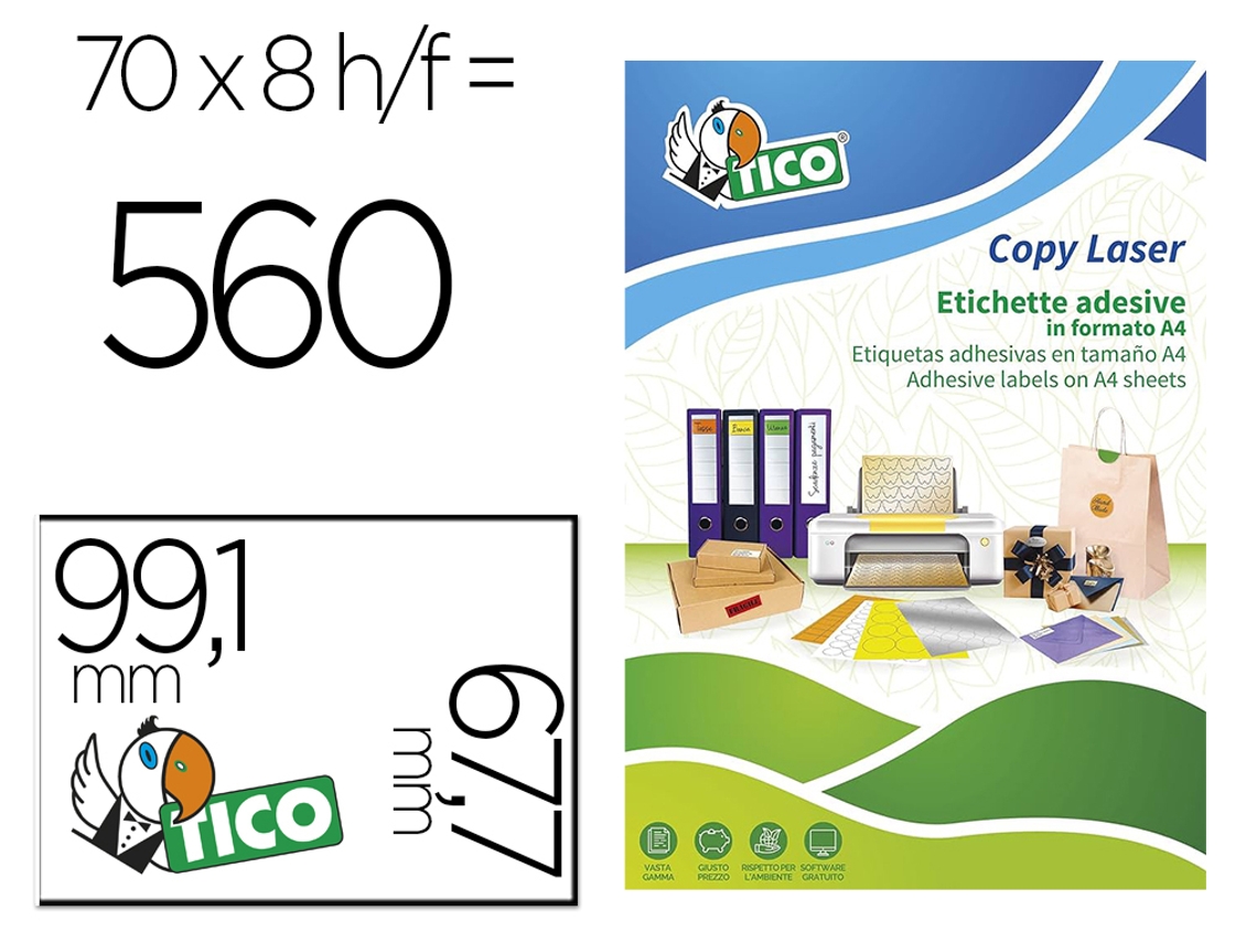 Etiqueta Adhesiva Tico Naranja Fluor Permanente Fsc Laser/Inkjet/Fotocopia 99,1X 67,7 Mm Caja De 560 Unidades AVERY