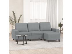 Sofá De 3 Plazas | Sofá De Salón | Sofá De Descanso Con Taburete De Tela Gris Claro 180 Cm Wsd664967