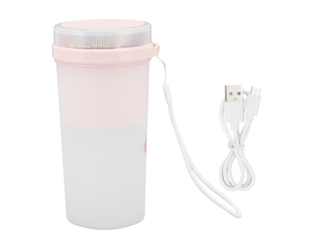 Exprimidor eléctrico de vaso de 300 ml con carga USB, bloqueo de seguridad, 6 cuchillas en forma de hoja y pantalla azul impermeable para el hogar.