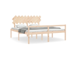 Cama de matrimonio para personas mayores cabecero VIDAXL madera maciza