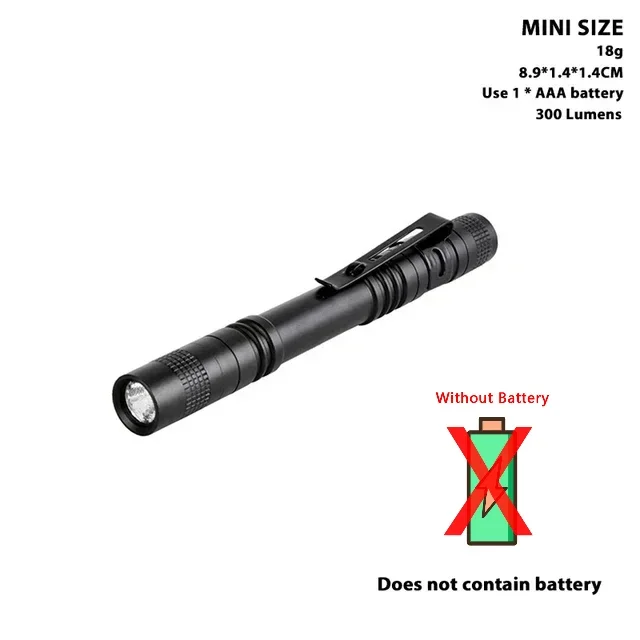 Linterna portátil tipo bolígrafo E2 para acampar y pescar, mini linterna táctica LED, ideal para Aeuzwr
