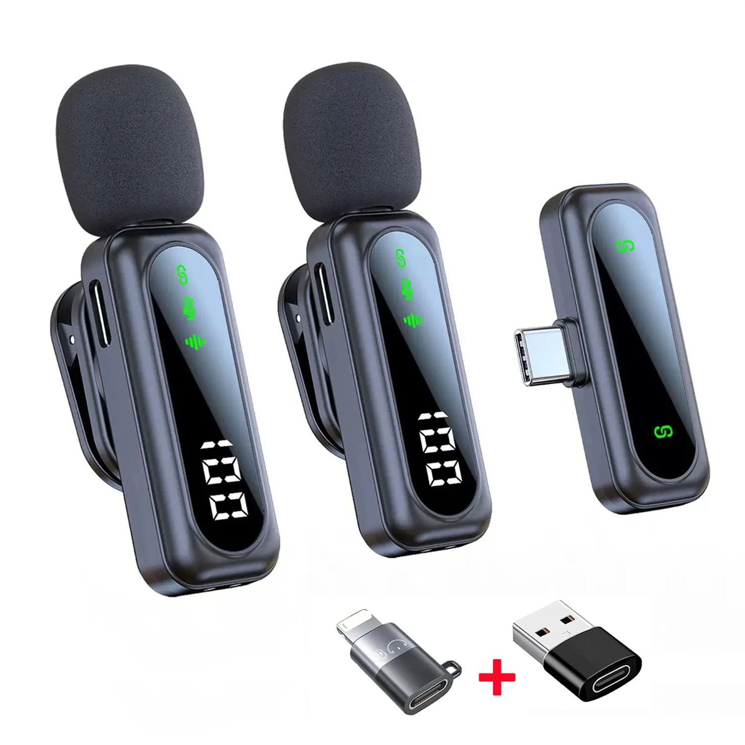 (pack De 2) Micrófonos De Solapa Inalámbricos Con Diseño Magnético Y Reducción De Ruido, Adecuados Para Grabación Y Transmisión En Vivo.