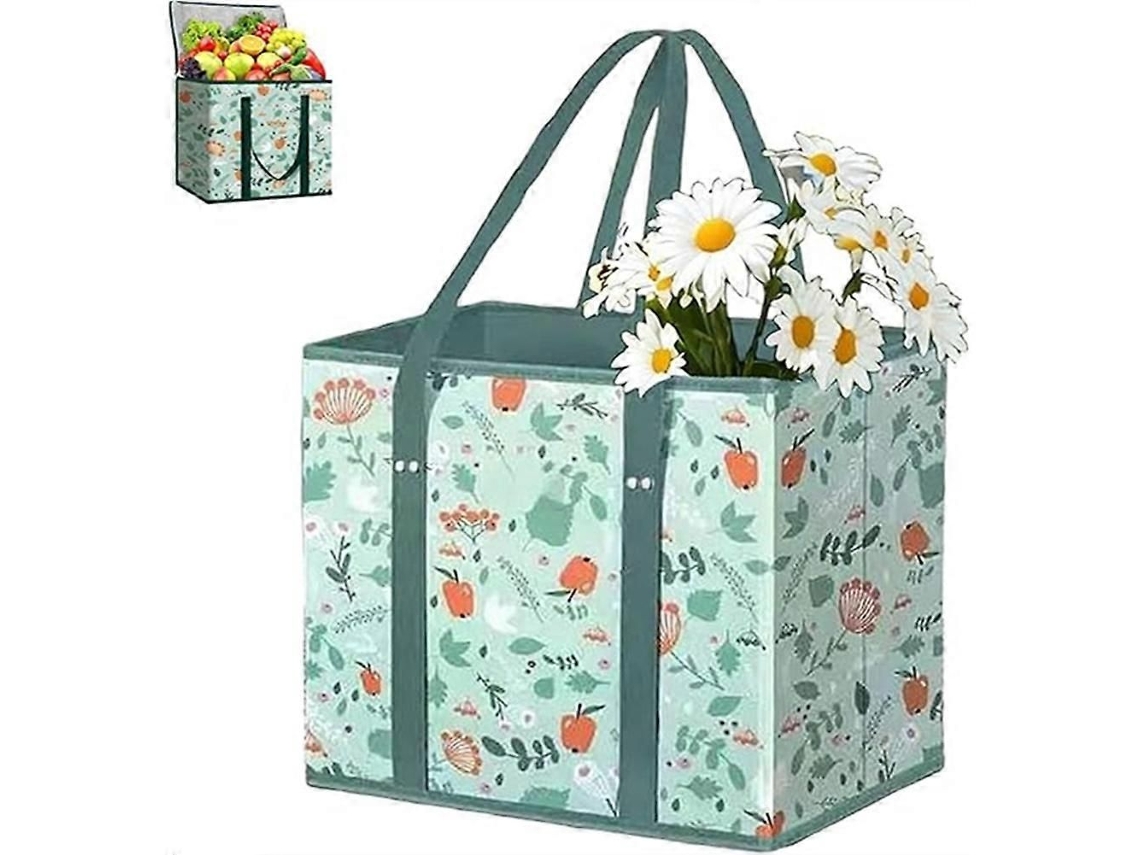 Bolsas de compra, bolsas de compra reutilizables, bolsa de picnic plegable de gran capacidad en tela no tejida, base reforzada de GOKOCO