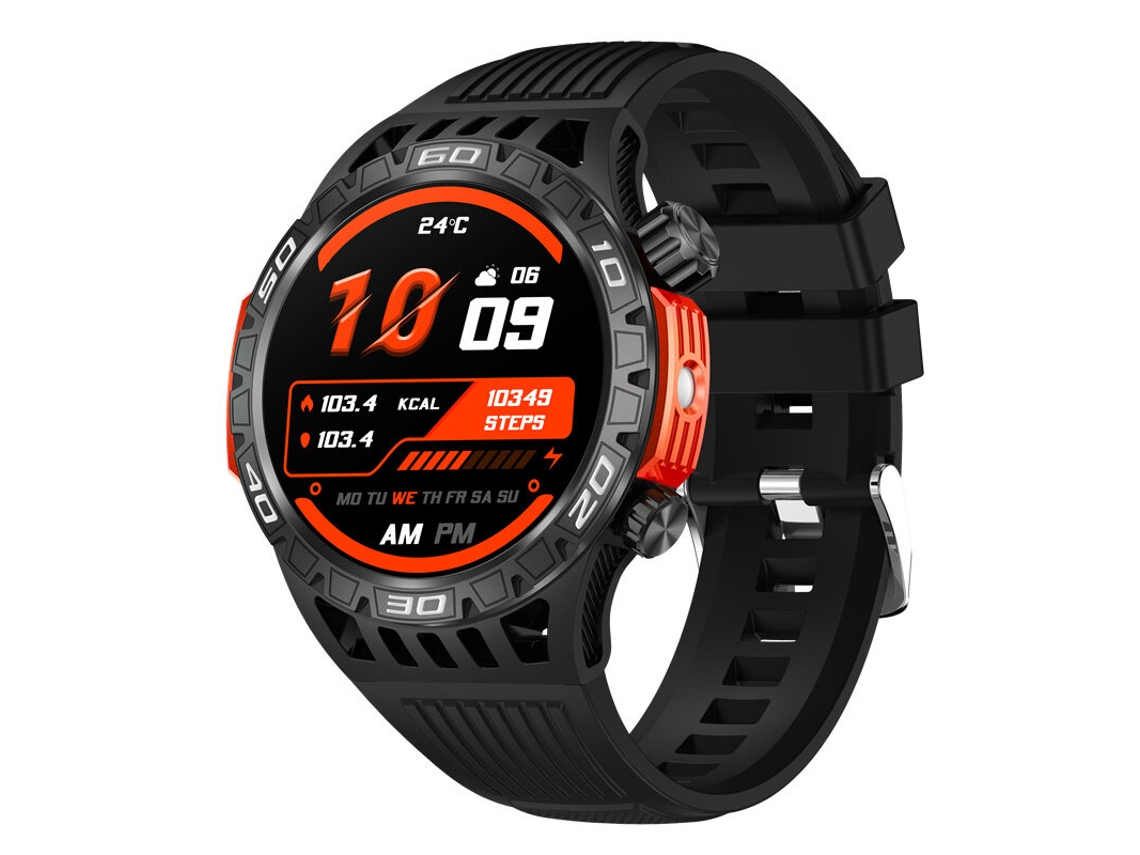 Reloj inteligente HT22 negro con pantalla HD de 1,46 pulgadas, linterna, brújula, llamada de emergencia, llamada SOS, batería, Bluetooth, resistente al agua hasta 10 m Mdug