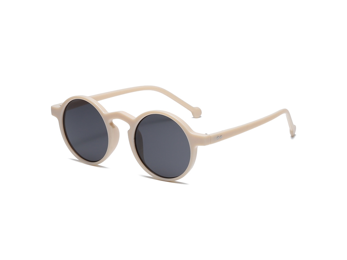 Gafas de sol de ciclismo redondas estilo retro beige con protección UV400 y lentes de acetato degradado MDUG