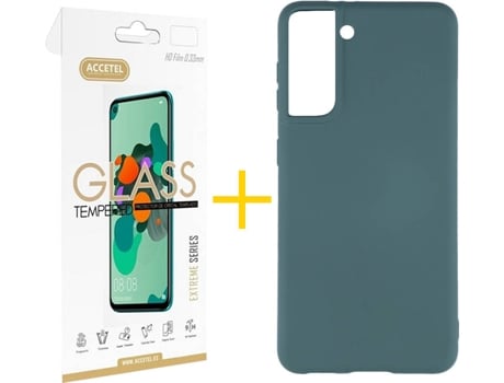 Kit Funda + Protector de Pantalla Samsung Galaxy S21 + Plus ACCETEL Liso (Verde)
