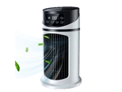 Enfriador de aire portátil USB con humidificador y temporizador.