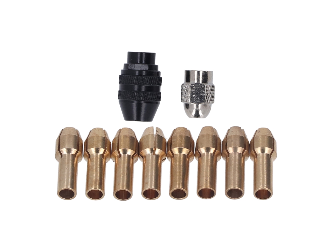 Conjunto De Boquillas Para Taladro 1/32 A 1/8 Pulg, Portabrocas Sin Llave Y 8 Boquillas De Latón Para Dremel