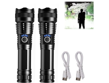 BISBISOUS P50 Linterna láser táctica LED recargable 90000 lúmenes altos negro