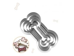 Juego de 5 cortadores de galletas con forma de hueso, acero inoxidable, plateado Tommy01